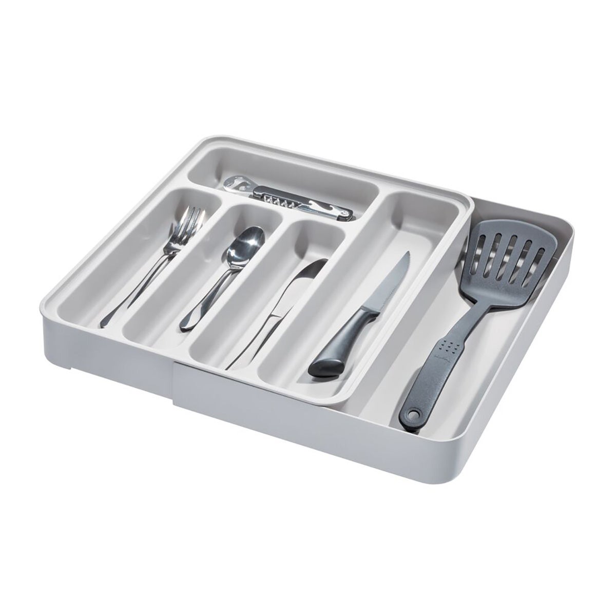 iDesign Gray Expandable Cutlery Tray The Container Store
